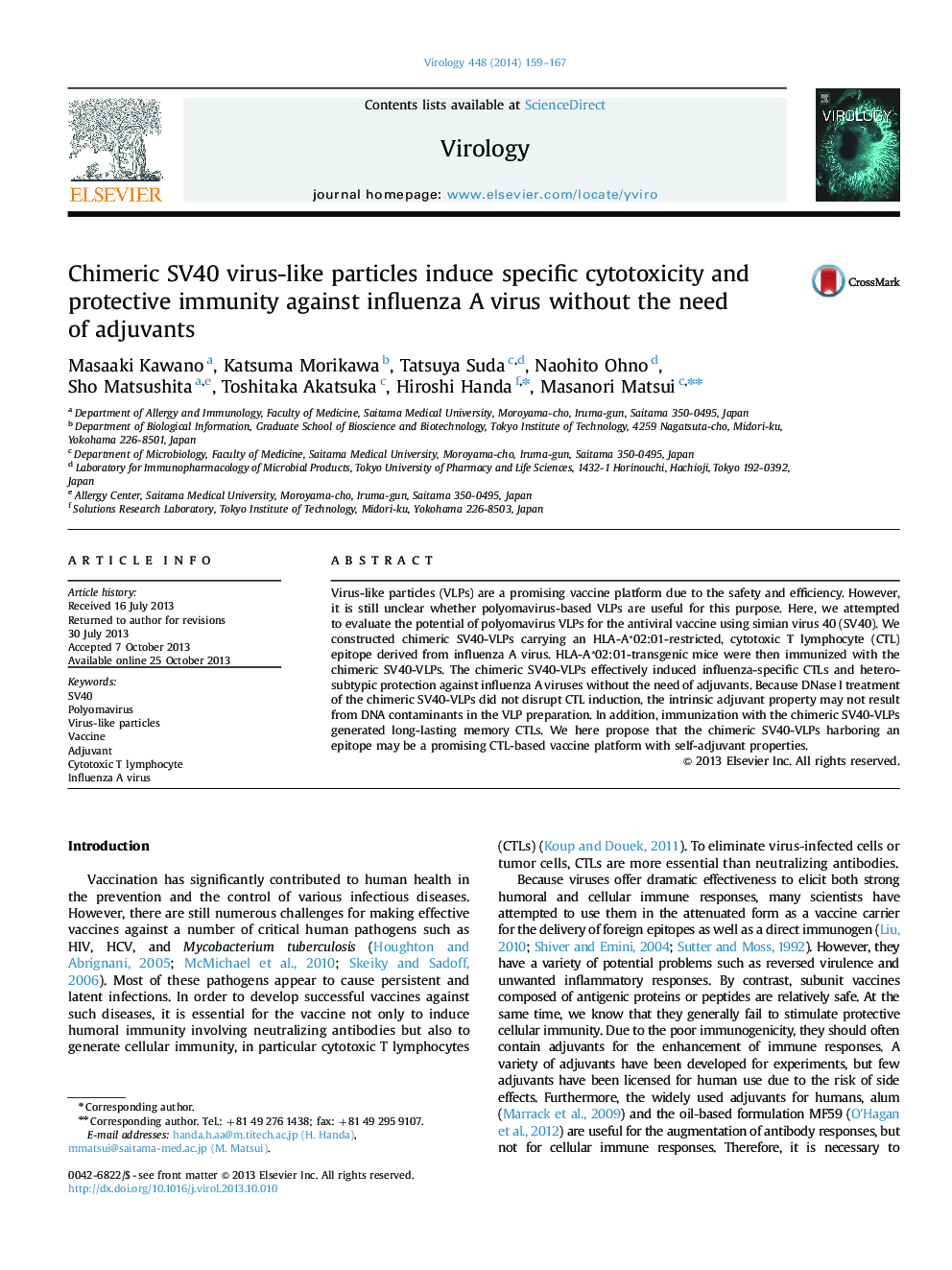 Chimeric SV40 virus-like particles induce specific cytotoxicity and protective immunity against influenza A virus without the need of adjuvants