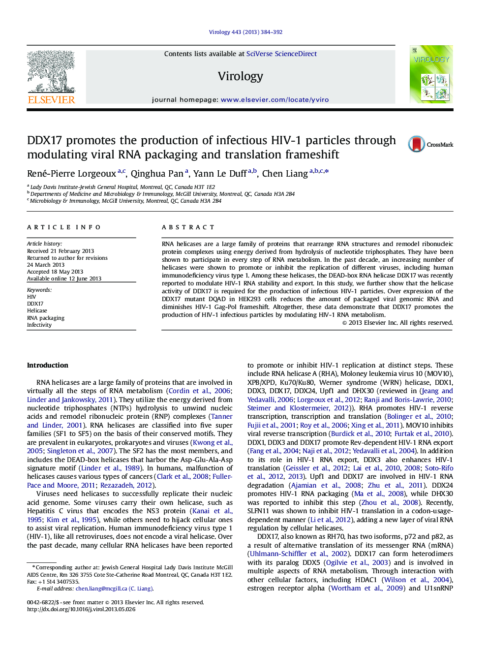 DDX17 promotes the production of infectious HIV-1 particles through modulating viral RNA packaging and translation frameshift