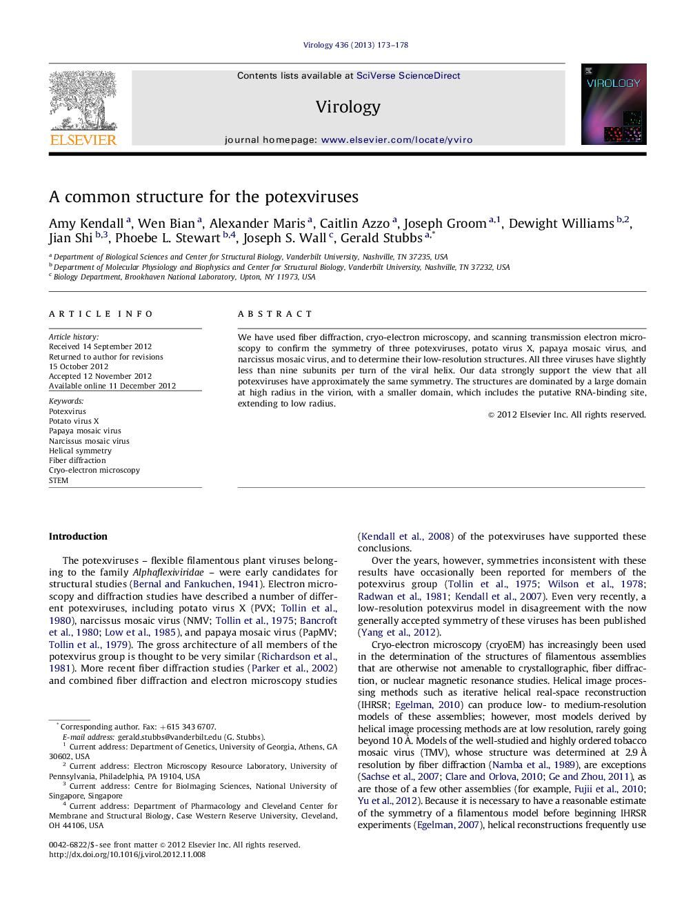 A common structure for the potexviruses