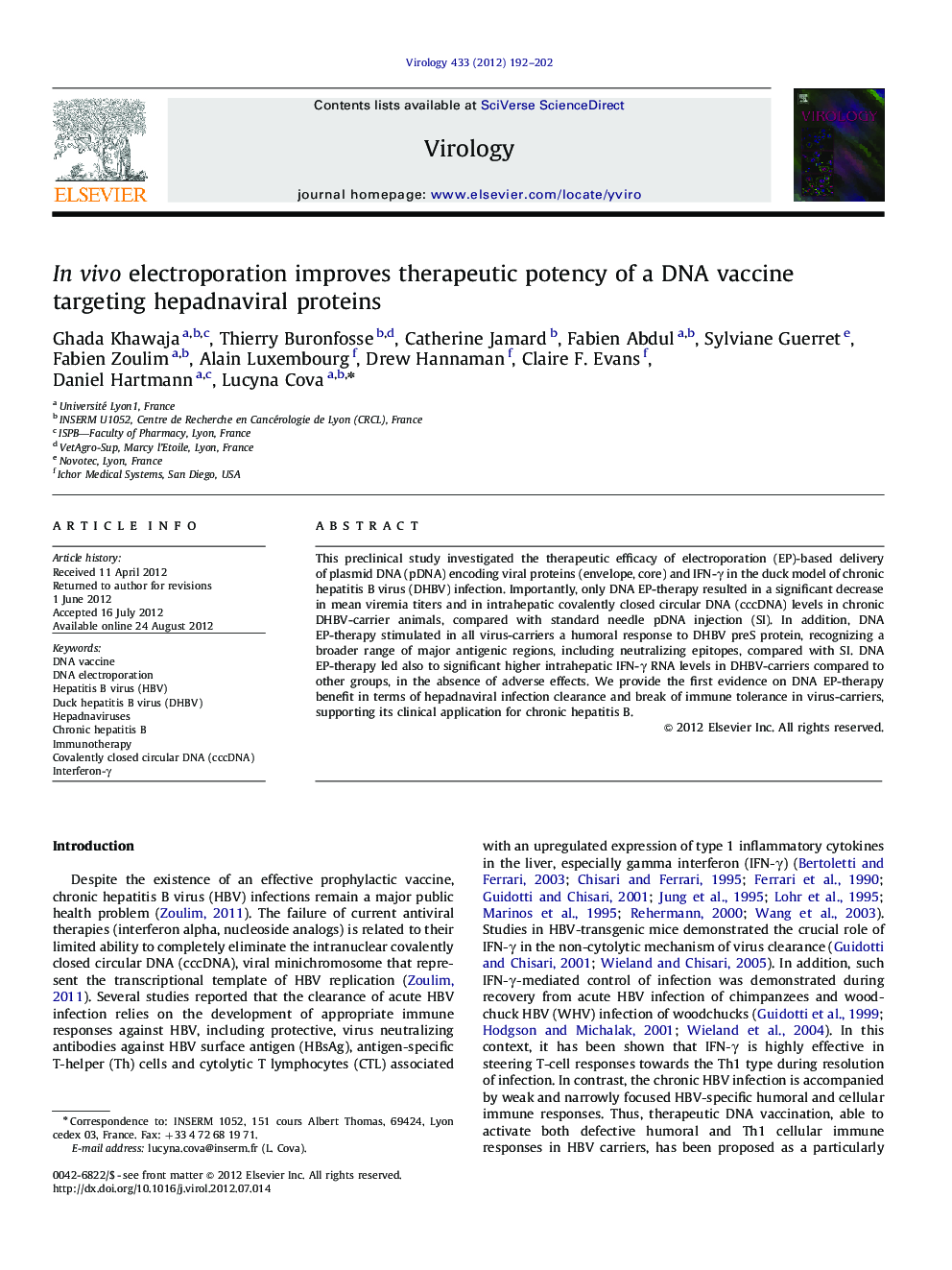 In vivo electroporation improves therapeutic potency of a DNA vaccine targeting hepadnaviral proteins