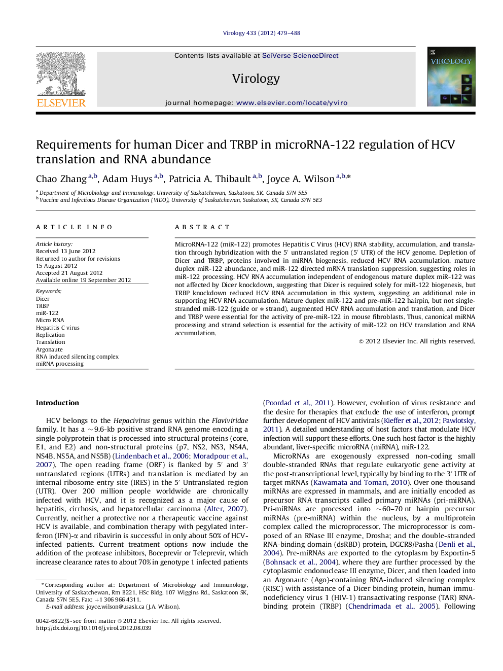 Requirements for human Dicer and TRBP in microRNA-122 regulation of HCV translation and RNA abundance