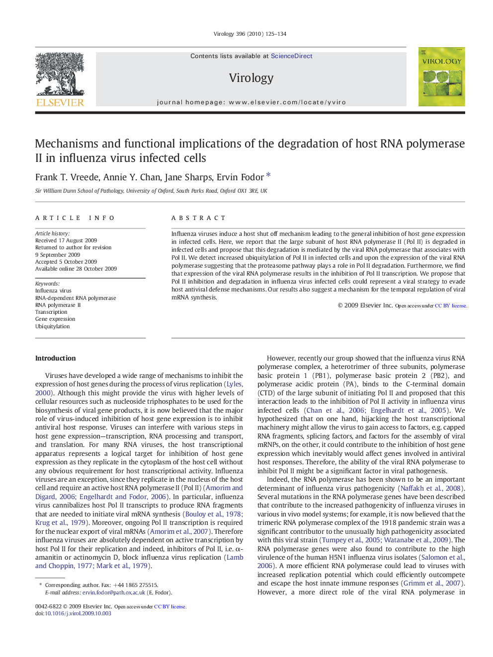 Mechanisms and functional implications of the degradation of host RNA polymerase II in influenza virus infected cells