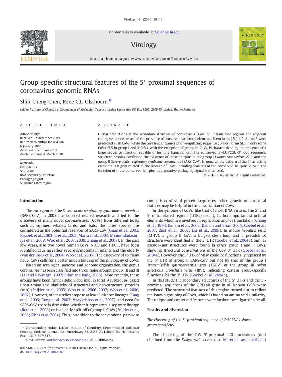 Group-specific structural features of the 5â²-proximal sequences of coronavirus genomic RNAs