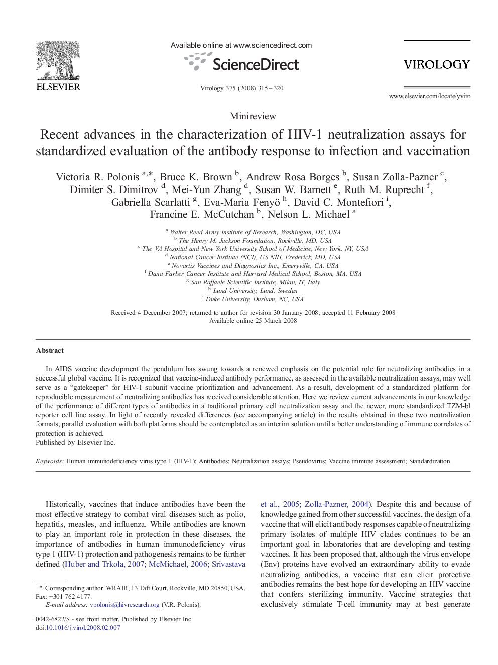 Recent advances in the characterization of HIV-1 neutralization assays for standardized evaluation of the antibody response to infection and vaccination