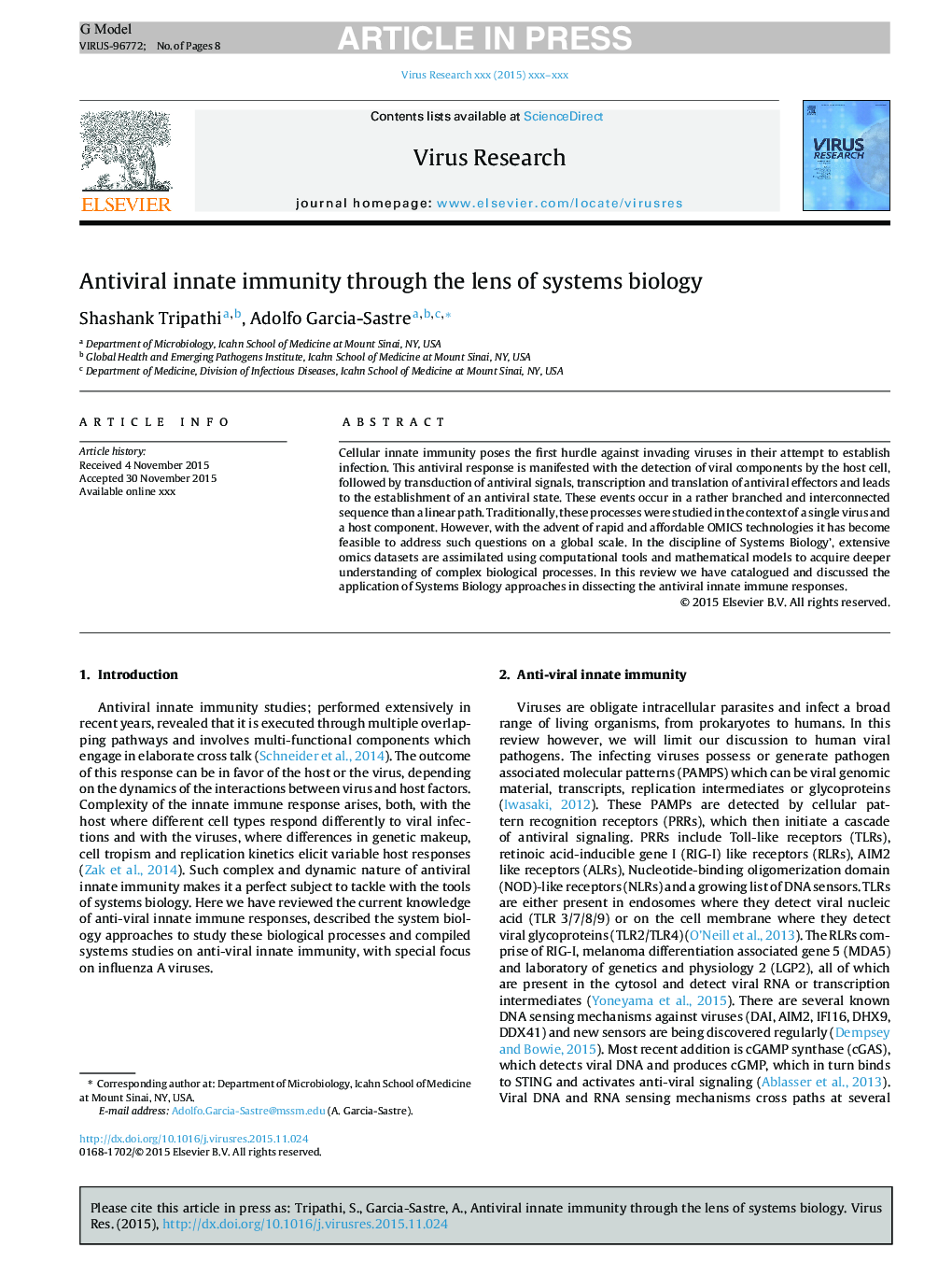 Antiviral innate immunity through the lens of systems biology