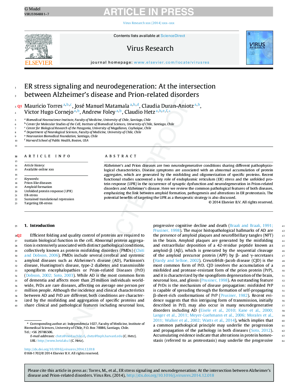 ER stress signaling and neurodegeneration: At the intersection between Alzheimer's disease and Prion-related disorders