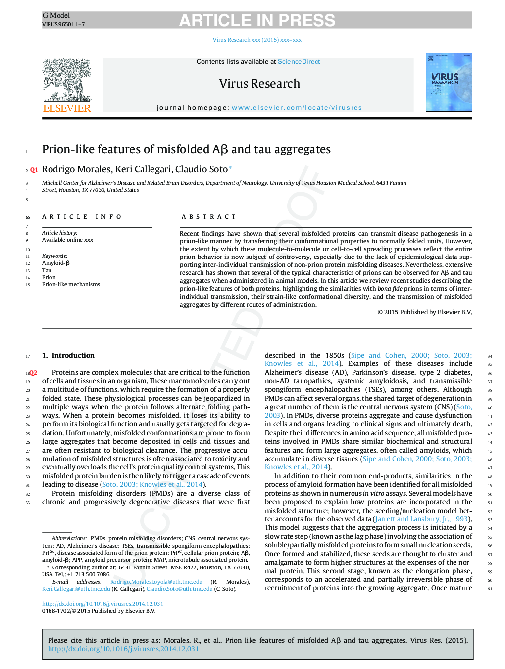 Prion-like features of misfolded AÎ² and tau aggregates