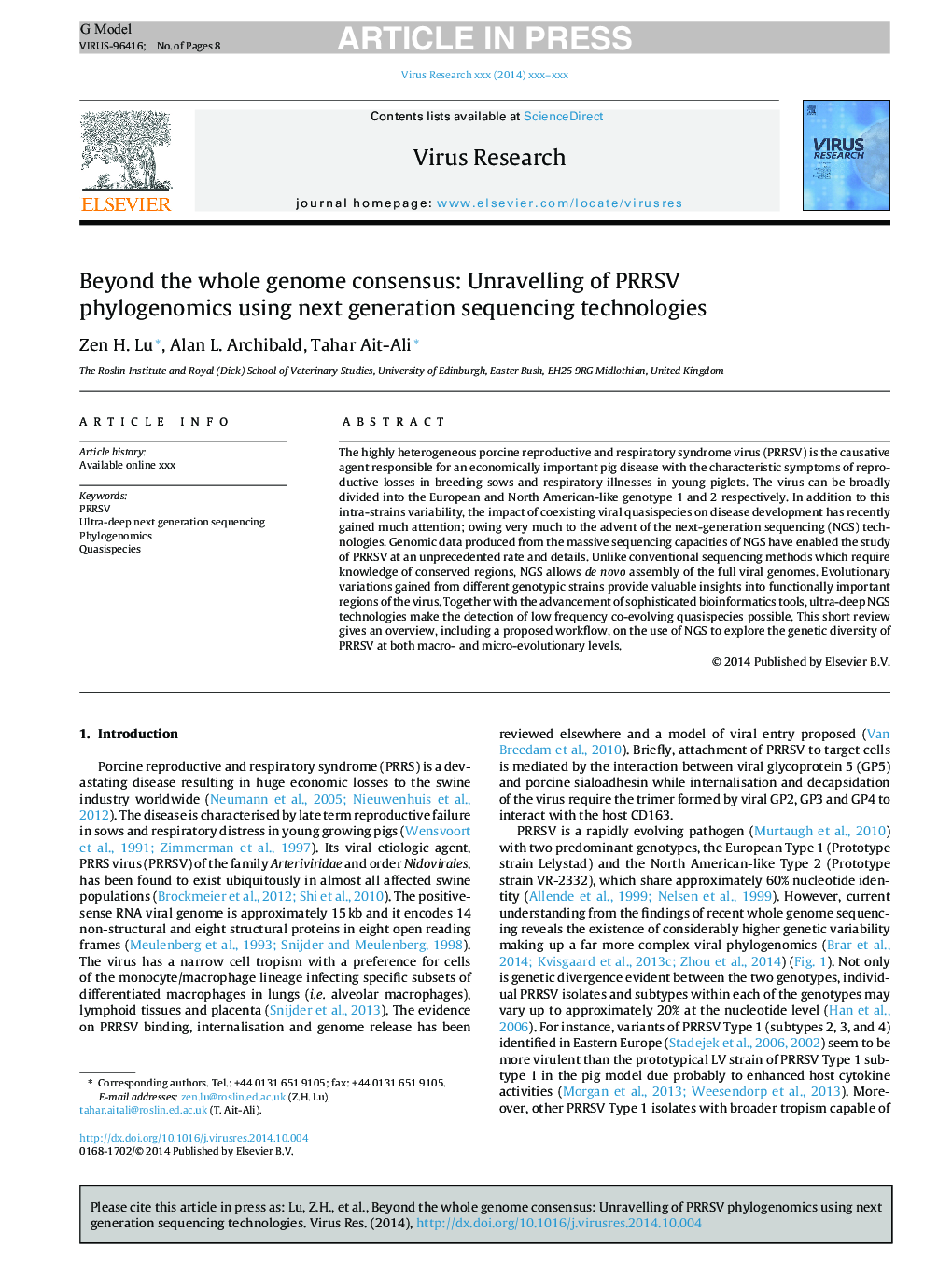 Beyond the whole genome consensus: Unravelling of PRRSV phylogenomics using next generation sequencing technologies