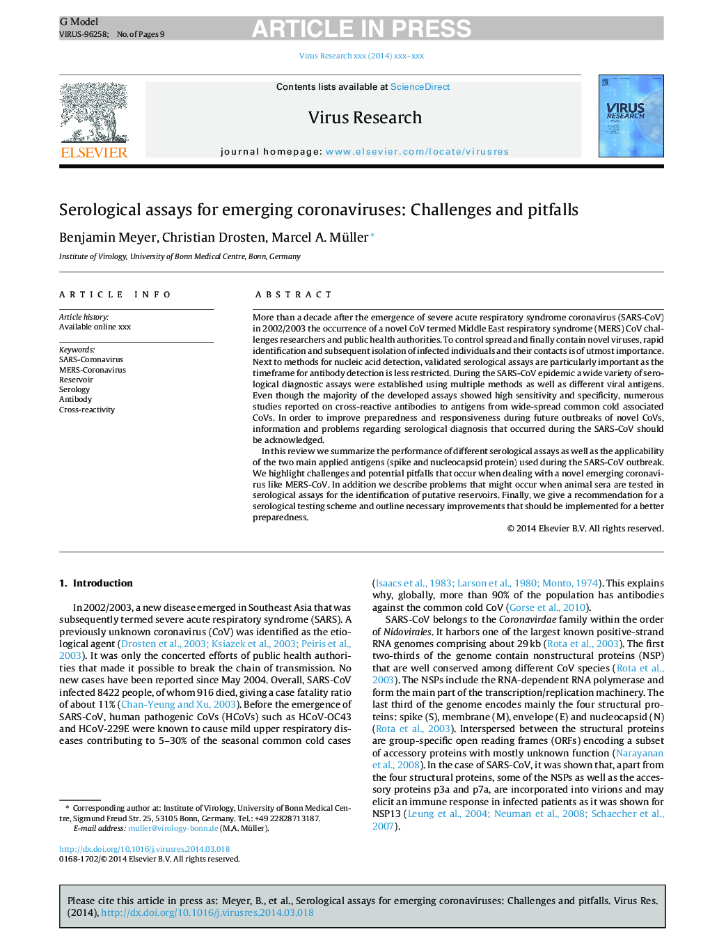 Serological assays for emerging coronaviruses: Challenges and pitfalls