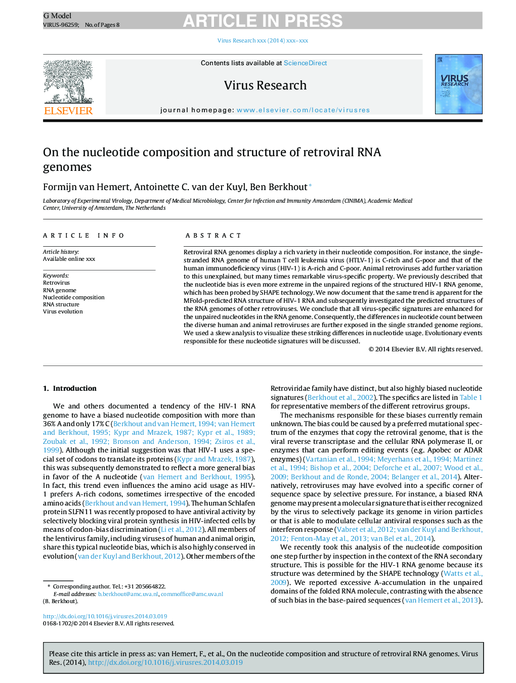 On the nucleotide composition and structure of retroviral RNA genomes