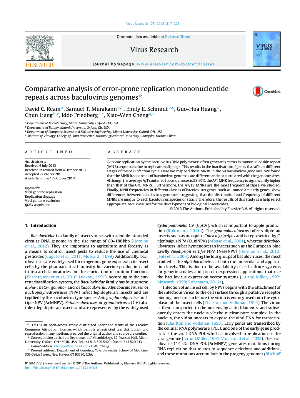 Comparative analysis of error-prone replication mononucleotide repeats across baculovirus genomes