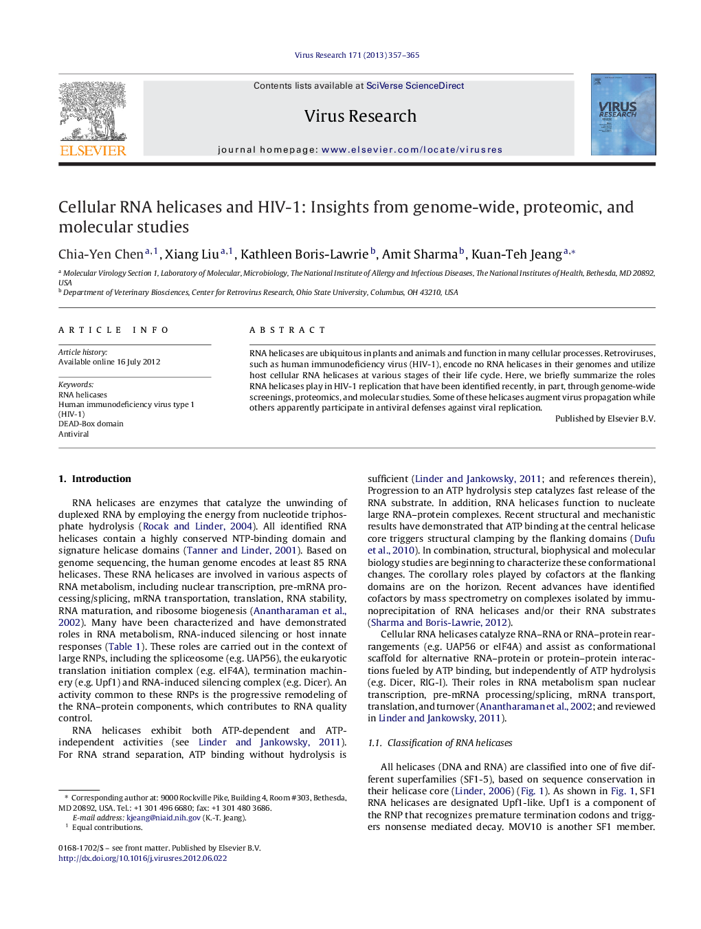 Cellular RNA helicases and HIV-1: Insights from genome-wide, proteomic, and molecular studies