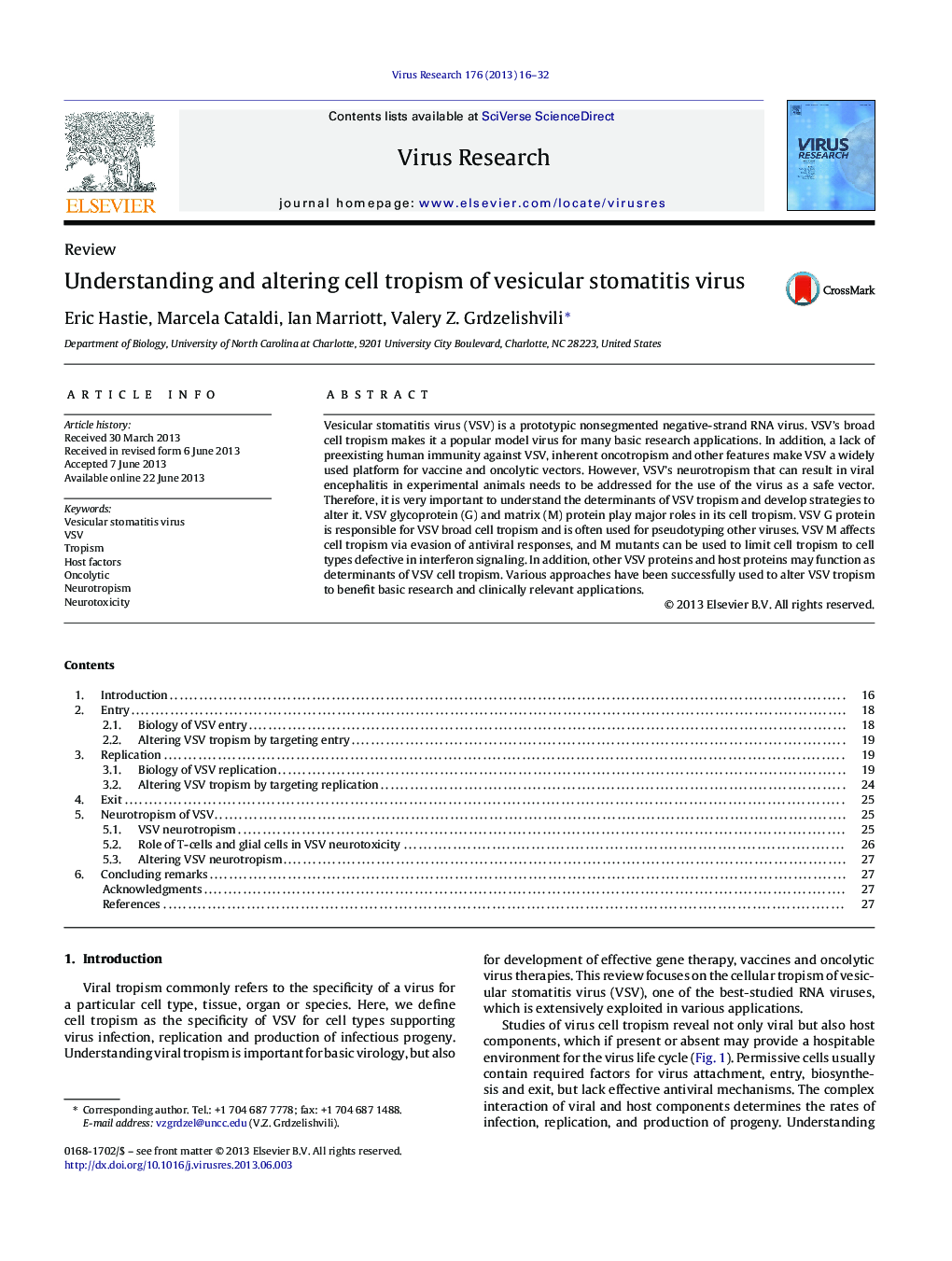 Understanding and altering cell tropism of vesicular stomatitis virus