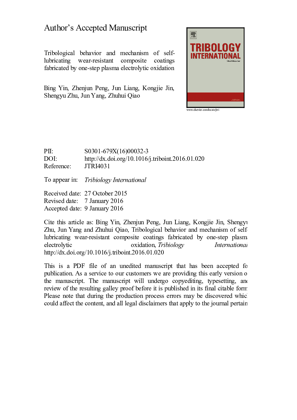 Tribological behavior and mechanism of self-lubricating wear-resistant composite coatings fabricated by one-step plasma electrolytic oxidation