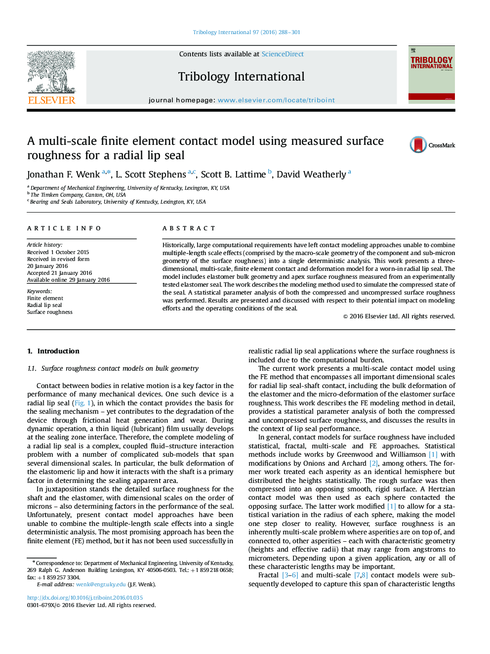 A multi-scale finite element contact model using measured surface roughness for a radial lip seal