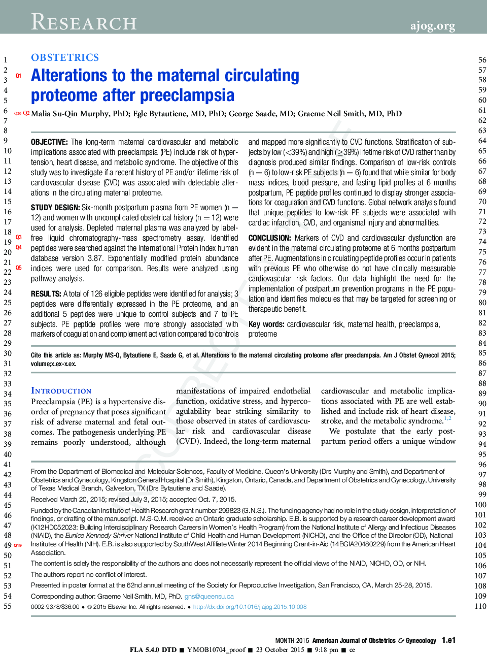 Alterations to the maternal circulating proteome after preeclampsia