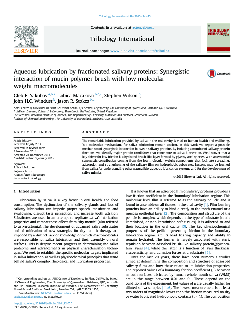 Aqueous lubrication by fractionated salivary proteins: Synergistic interaction of mucin polymer brush with low molecular weight macromolecules