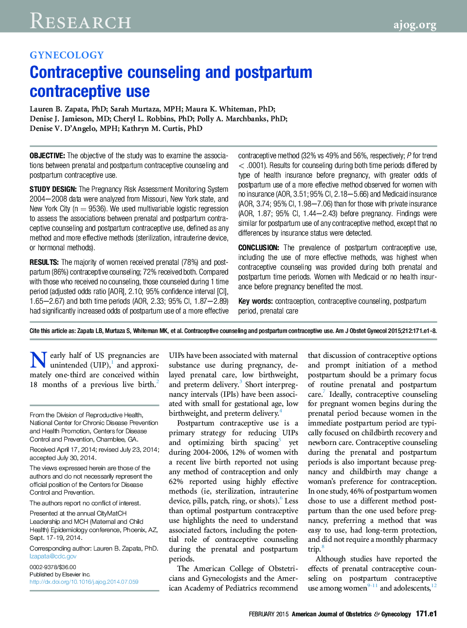 Contraceptive counseling and postpartum contraceptive use