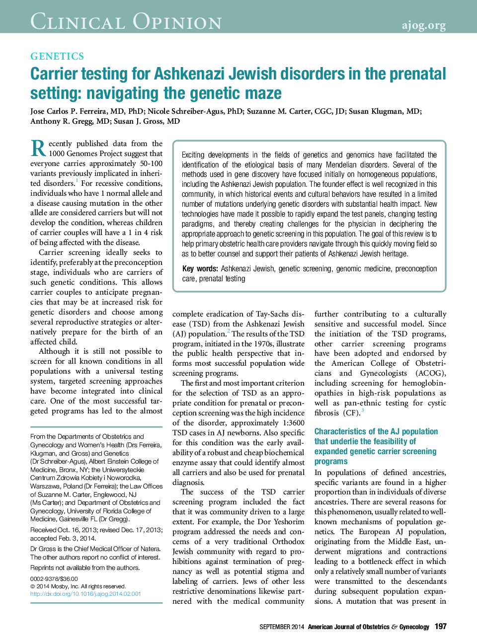 Carrier testing for Ashkenazi Jewish disorders in the prenatal setting: navigating the genetic maze