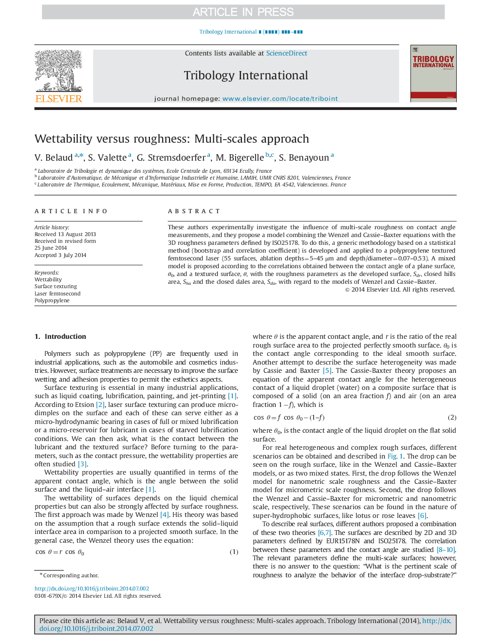 Wettability versus roughness: Multi-scales approach