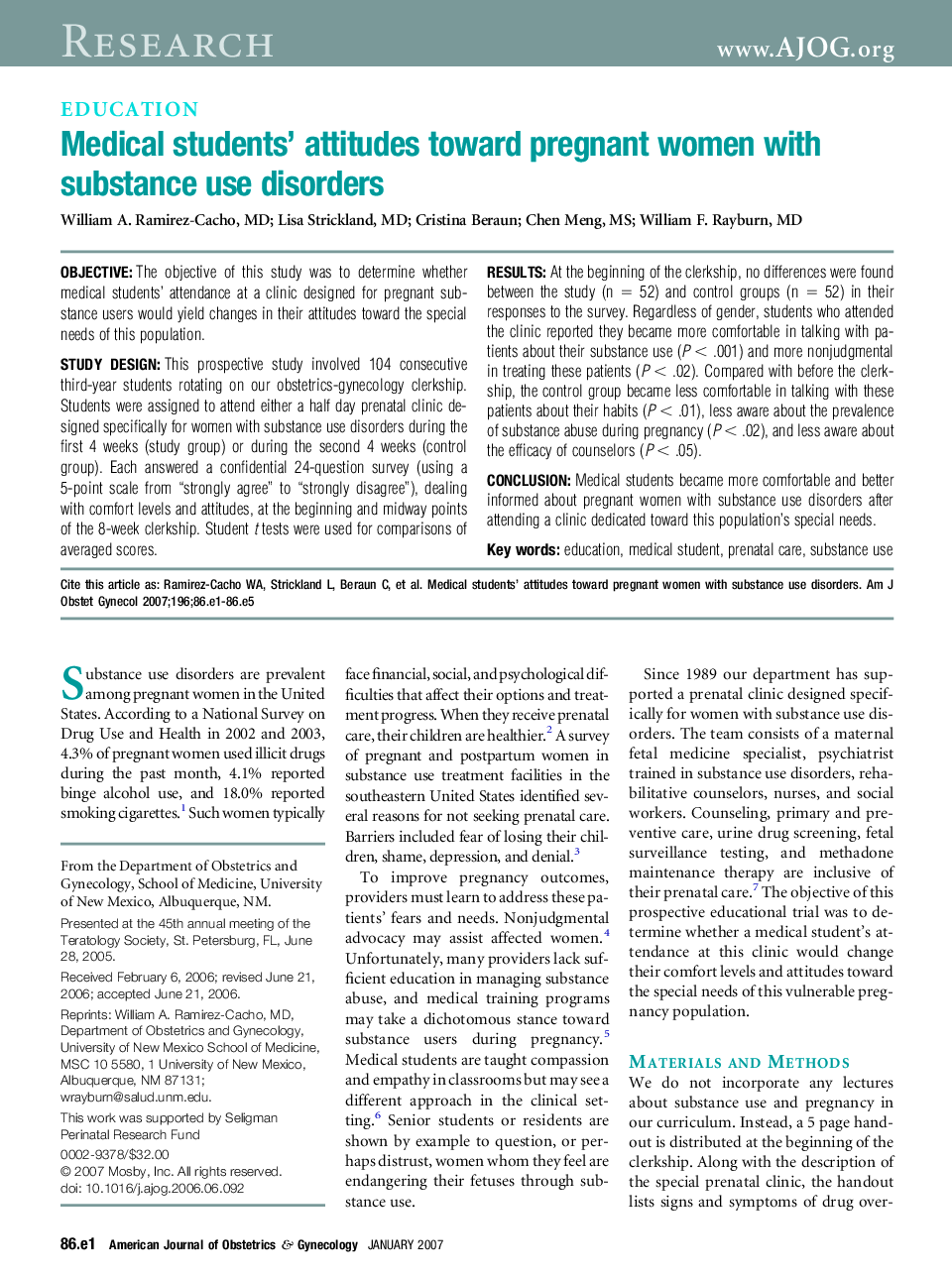 ResearchEducationMedical students' attitudes toward pregnant women with substance use disorders