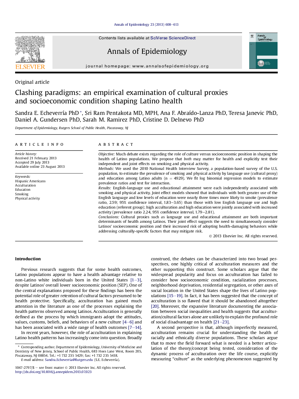 Clashing paradigms: an empirical examination of cultural proxies and socioeconomic condition shaping Latino health