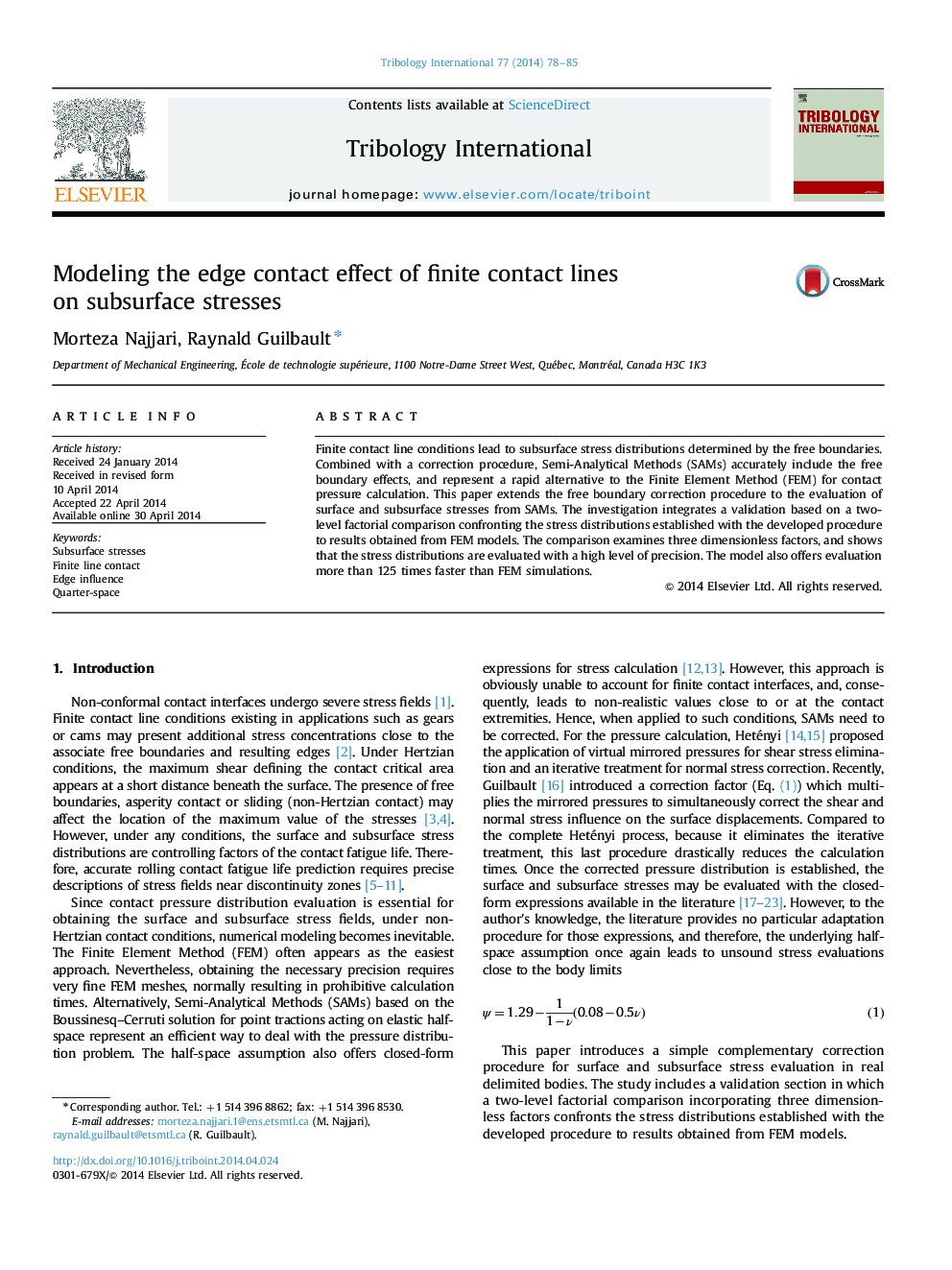 Modeling the edge contact effect of finite contact lines on subsurface stresses