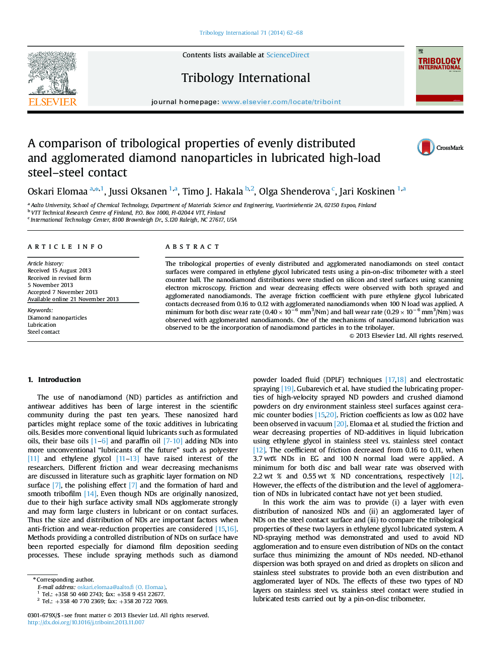 A comparison of tribological properties of evenly distributed and agglomerated diamond nanoparticles in lubricated high-load steel-steel contact