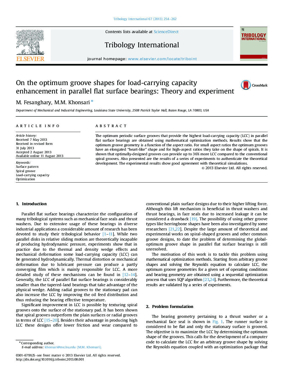 On the optimum groove shapes for load-carrying capacity enhancement in parallel flat surface bearings: Theory and experiment