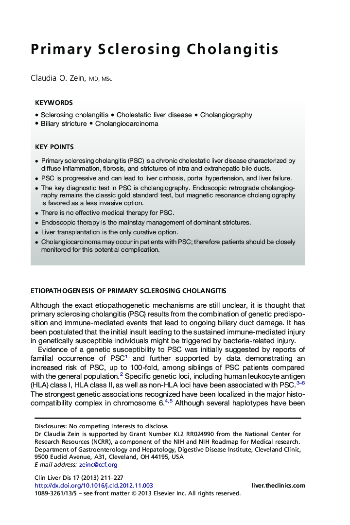 Primary Sclerosing Cholangitis