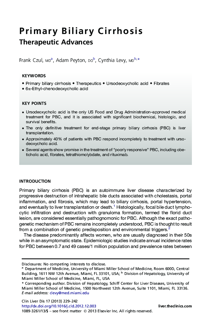 Primary Biliary Cirrhosis