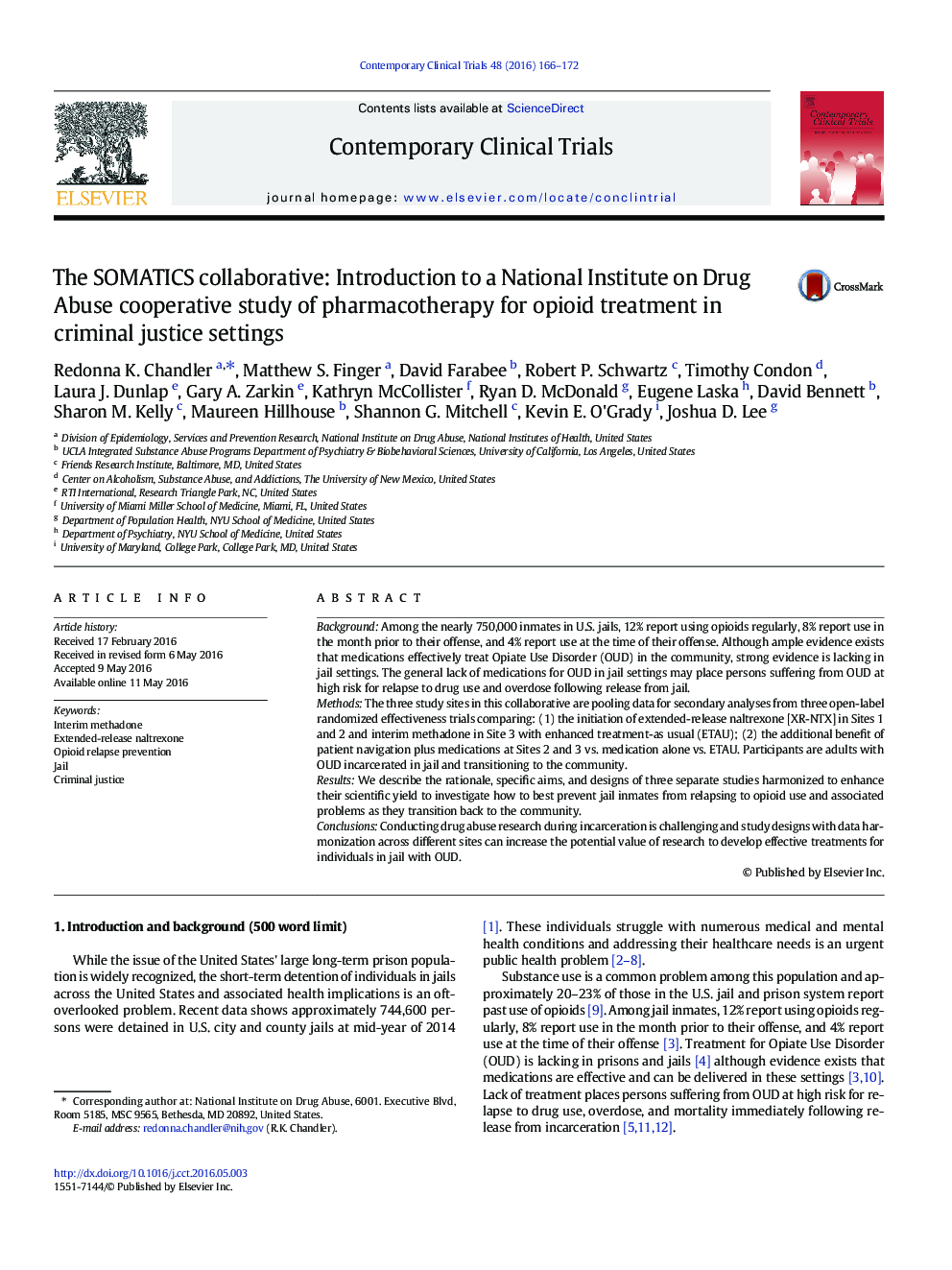 The SOMATICS collaborative: Introduction to a National Institute on Drug Abuse cooperative study of pharmacotherapy for opioid treatment in criminal justice settings