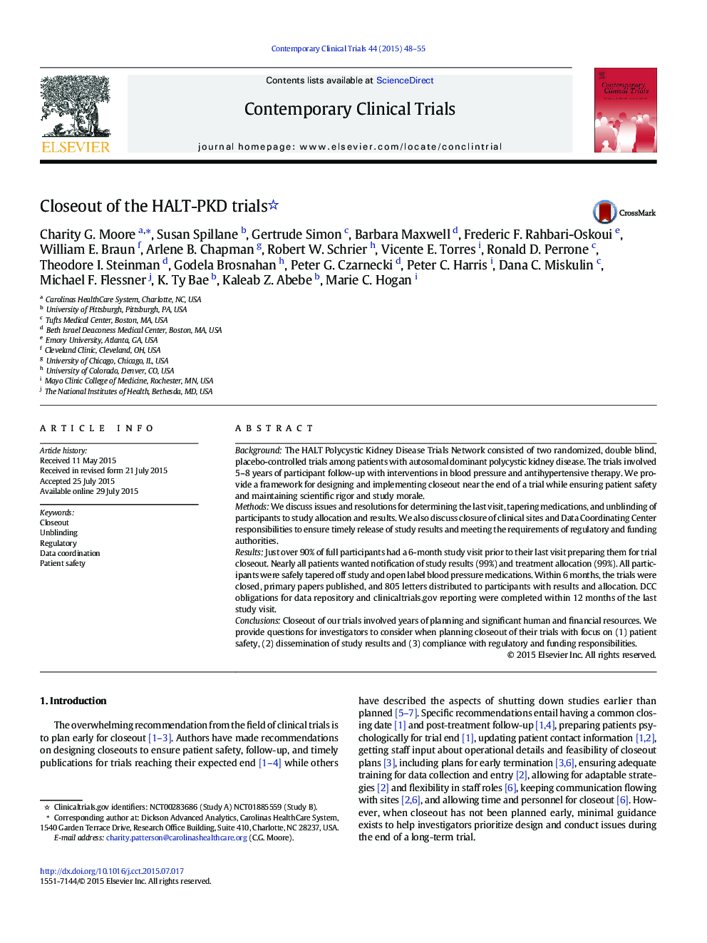 Closeout of the HALT-PKD trials