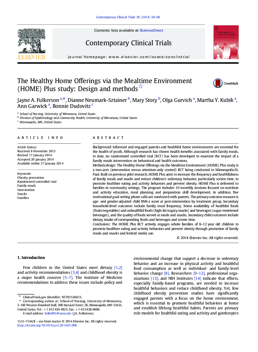 The Healthy Home Offerings via the Mealtime Environment (HOME) Plus study: Design and methods