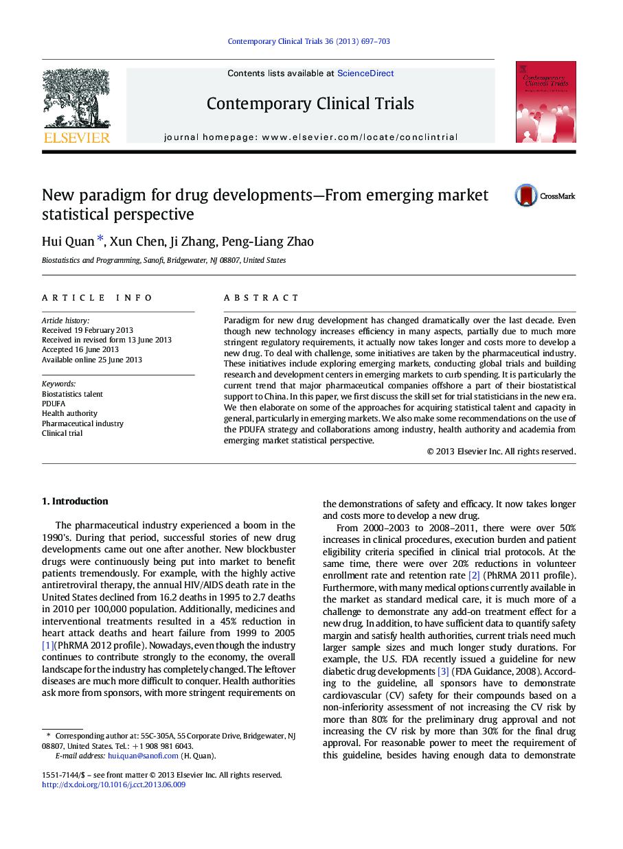 New paradigm for drug developments-From emerging market statistical perspective