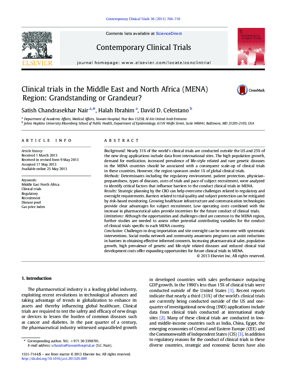 Clinical trials in the Middle East and North Africa (MENA) Region: Grandstanding or Grandeur?