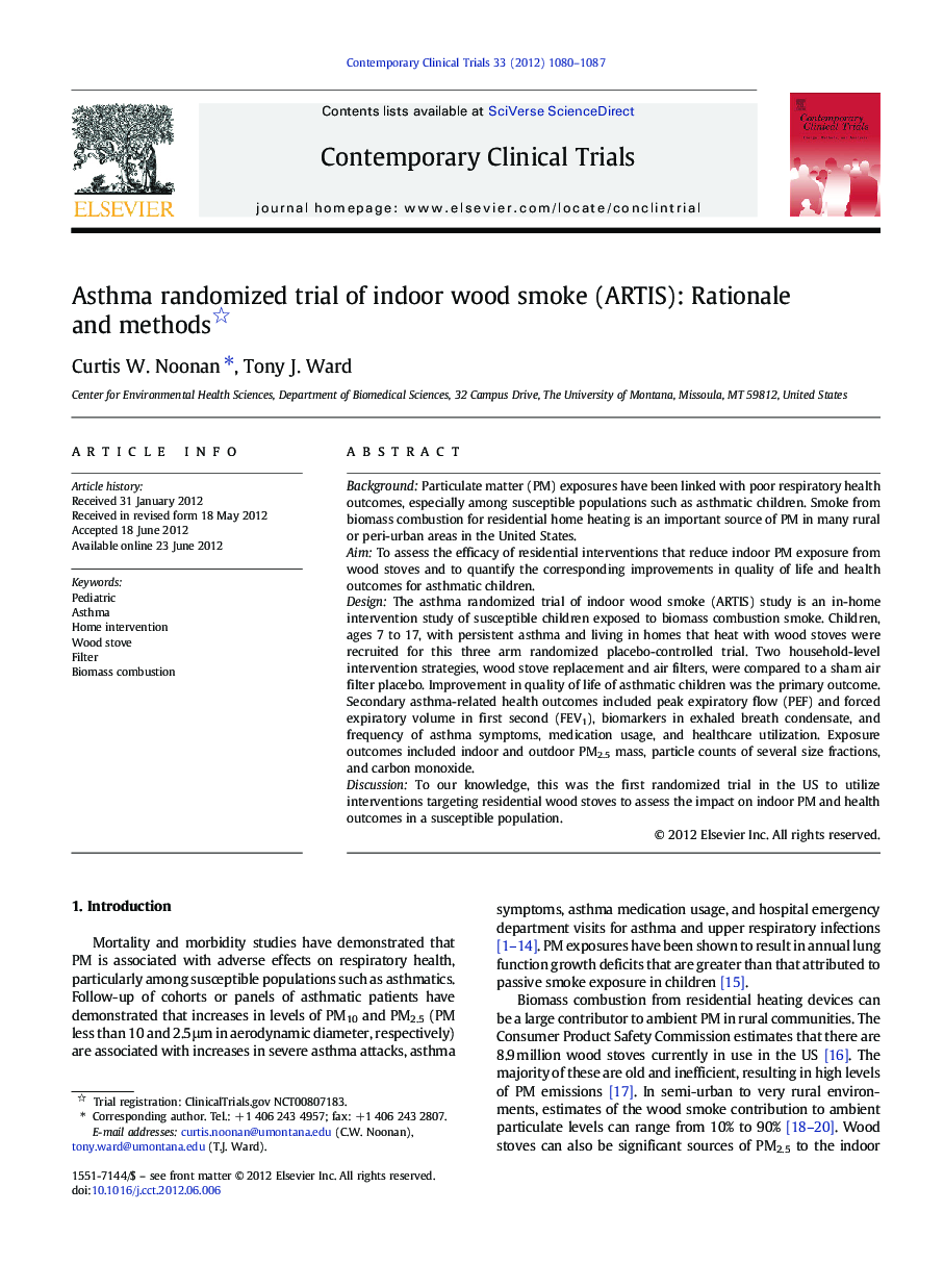 Asthma randomized trial of indoor wood smoke (ARTIS): Rationale and methods