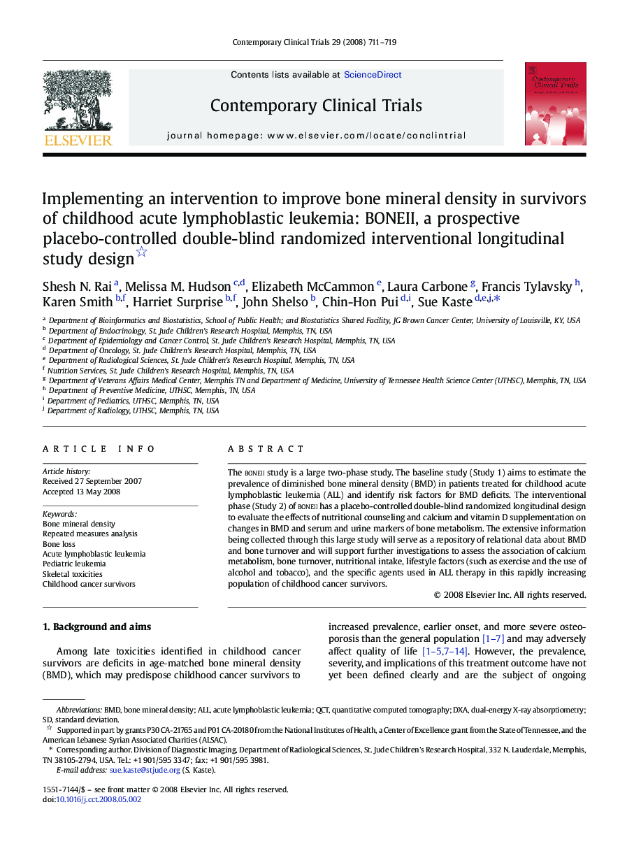 Implementing an intervention to improve bone mineral density in survivors of childhood acute lymphoblastic leukemia: BONEII, a prospective placebo-controlled double-blind randomized interventional longitudinal study design