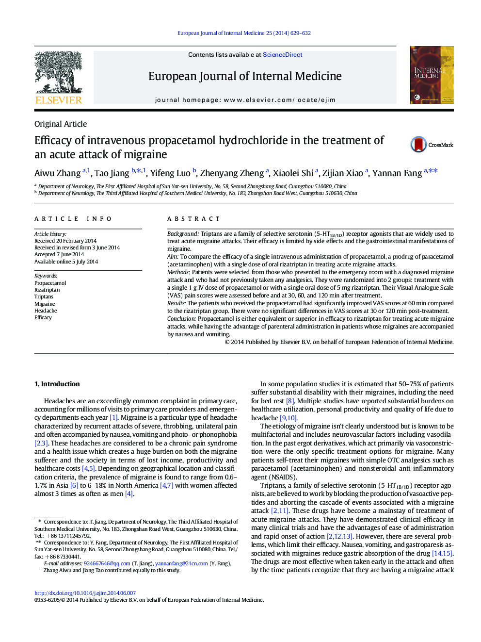 Efficacy of intravenous propacetamol hydrochloride in the treatment of an acute attack of migraine