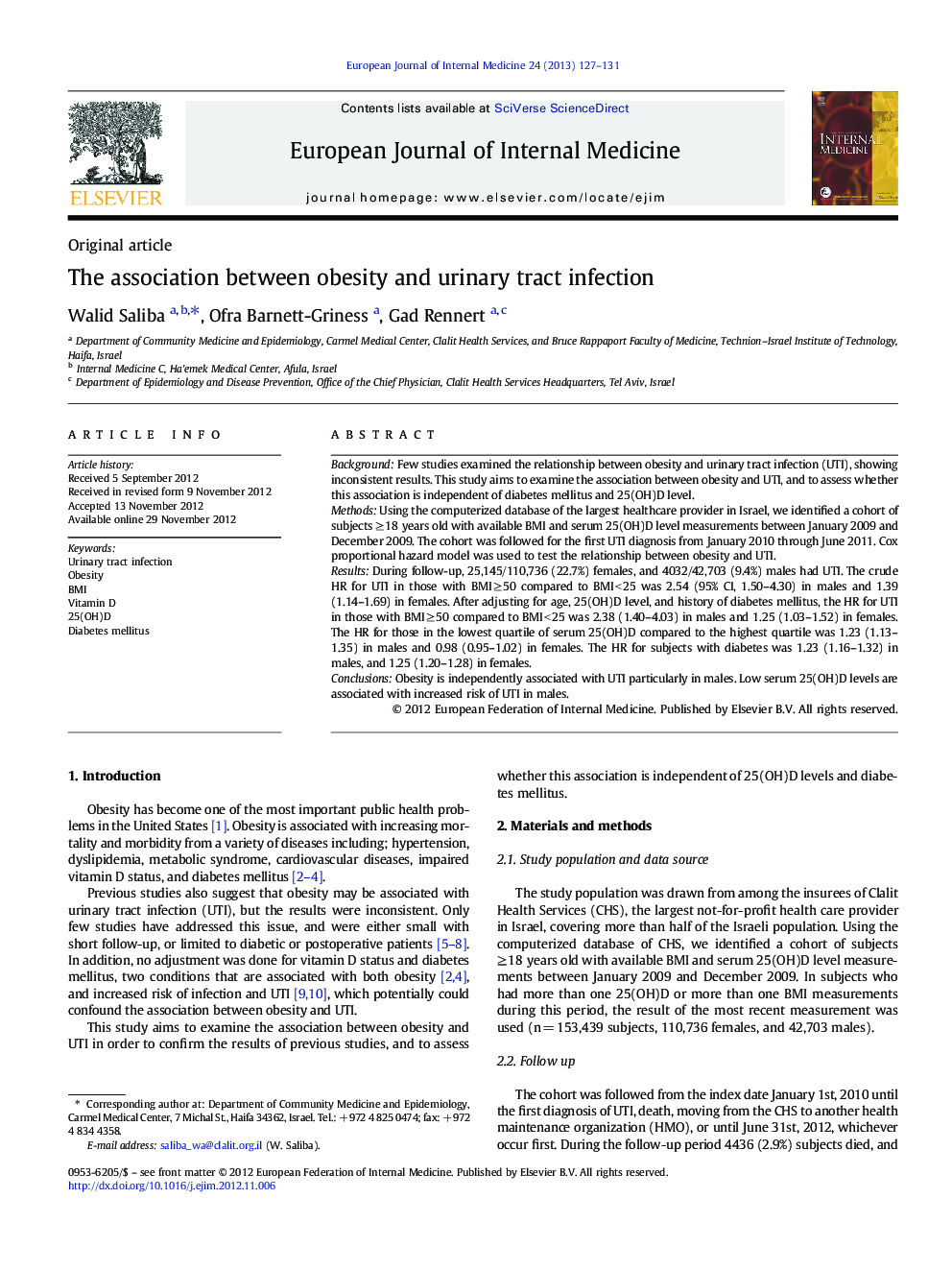 The association between obesity and urinary tract infection