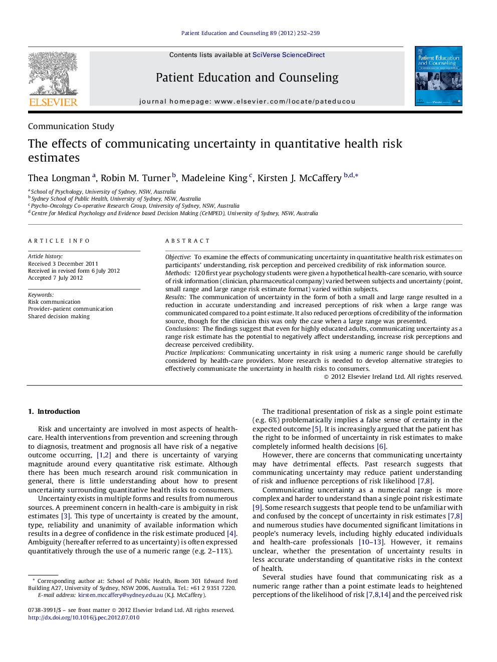 The effects of communicating uncertainty in quantitative health risk estimates