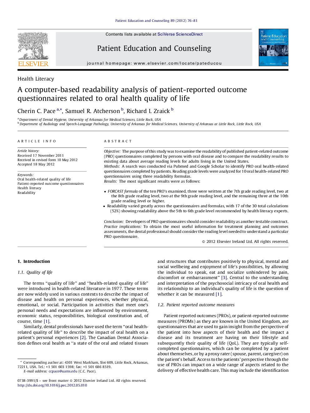 A computer-based readability analysis of patient-reported outcome questionnaires related to oral health quality of life