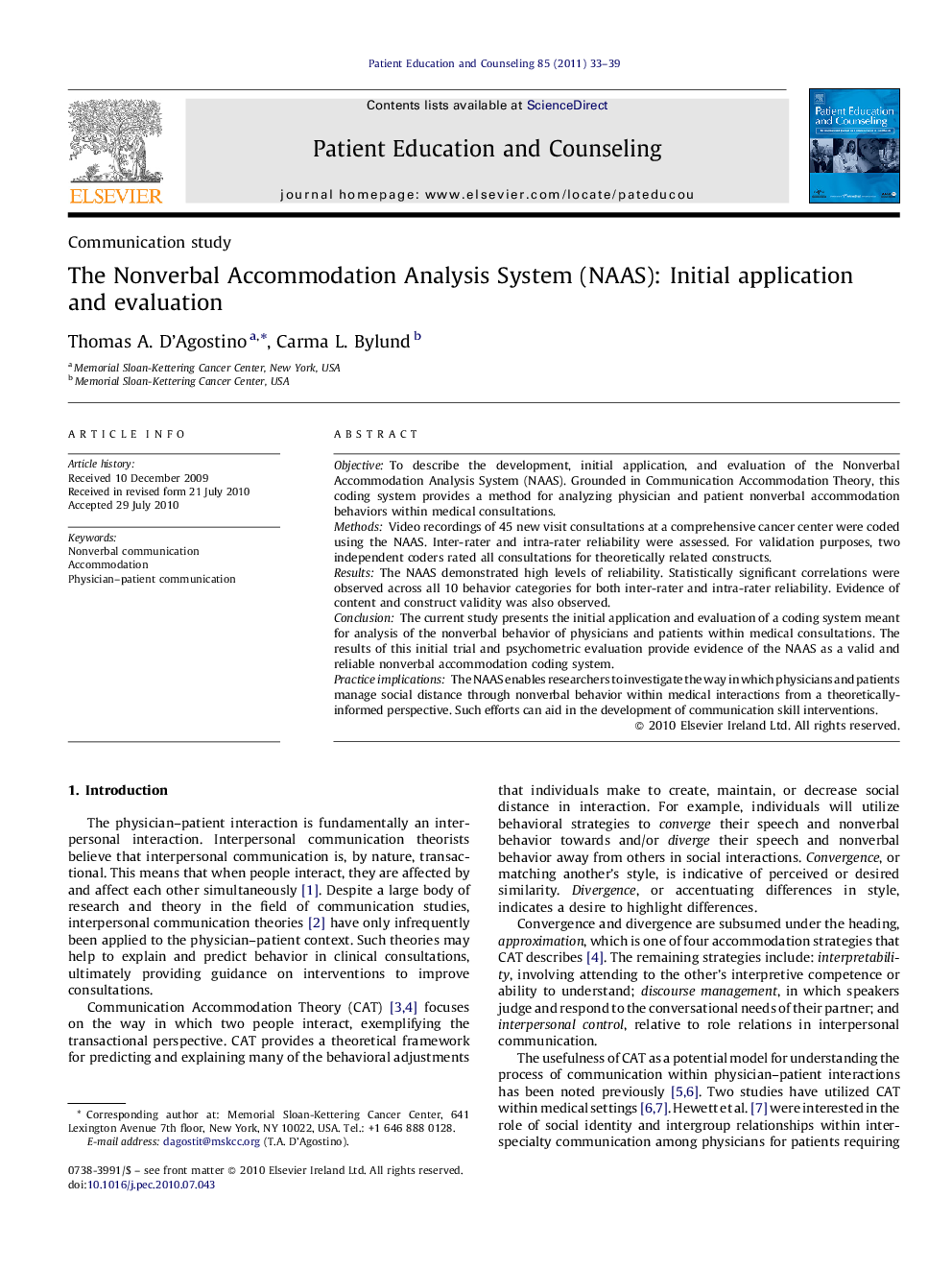 The Nonverbal Accommodation Analysis System (NAAS): Initial application and evaluation