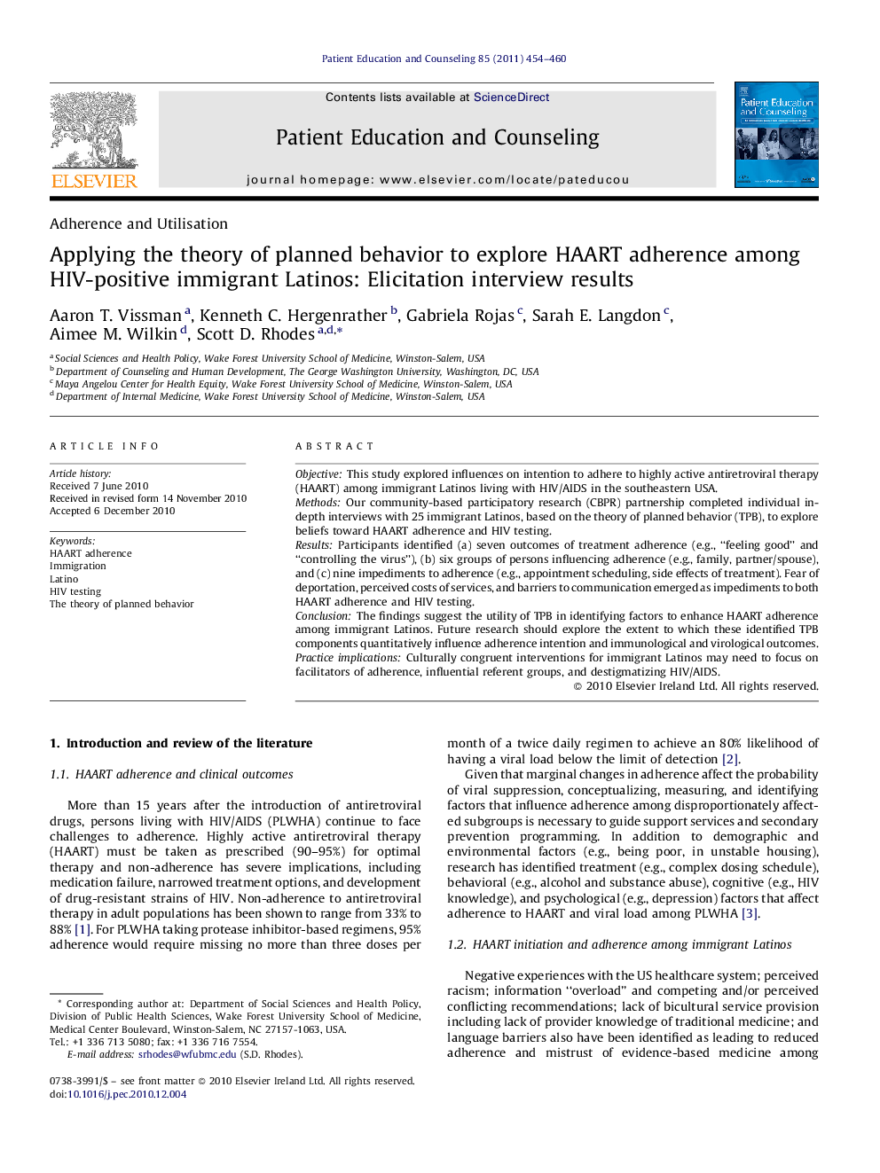 Applying the theory of planned behavior to explore HAART adherence among HIV-positive immigrant Latinos: Elicitation interview results