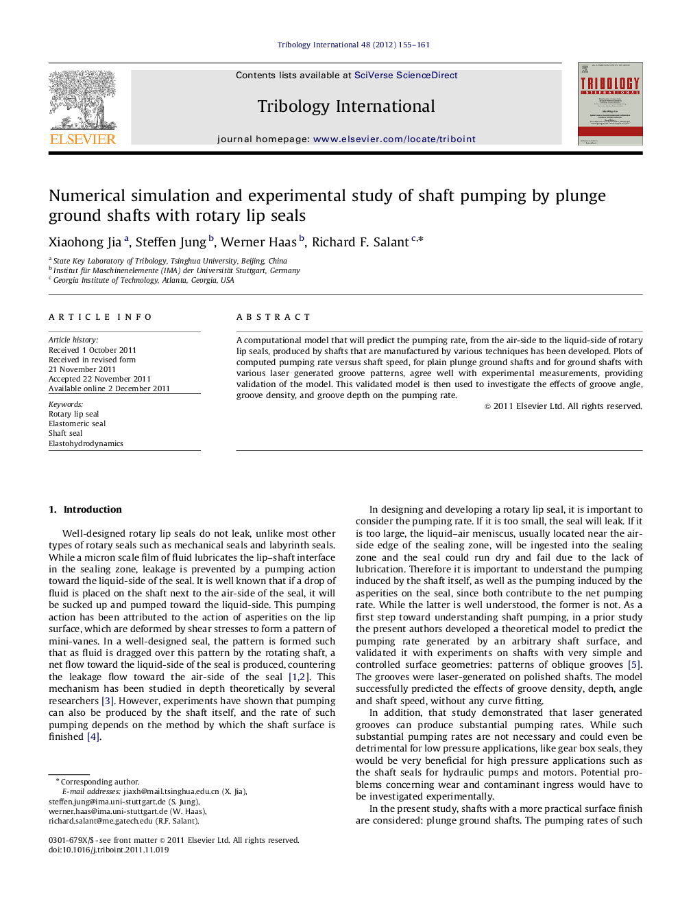 Numerical simulation and experimental study of shaft pumping by plunge ground shafts with rotary lip seals