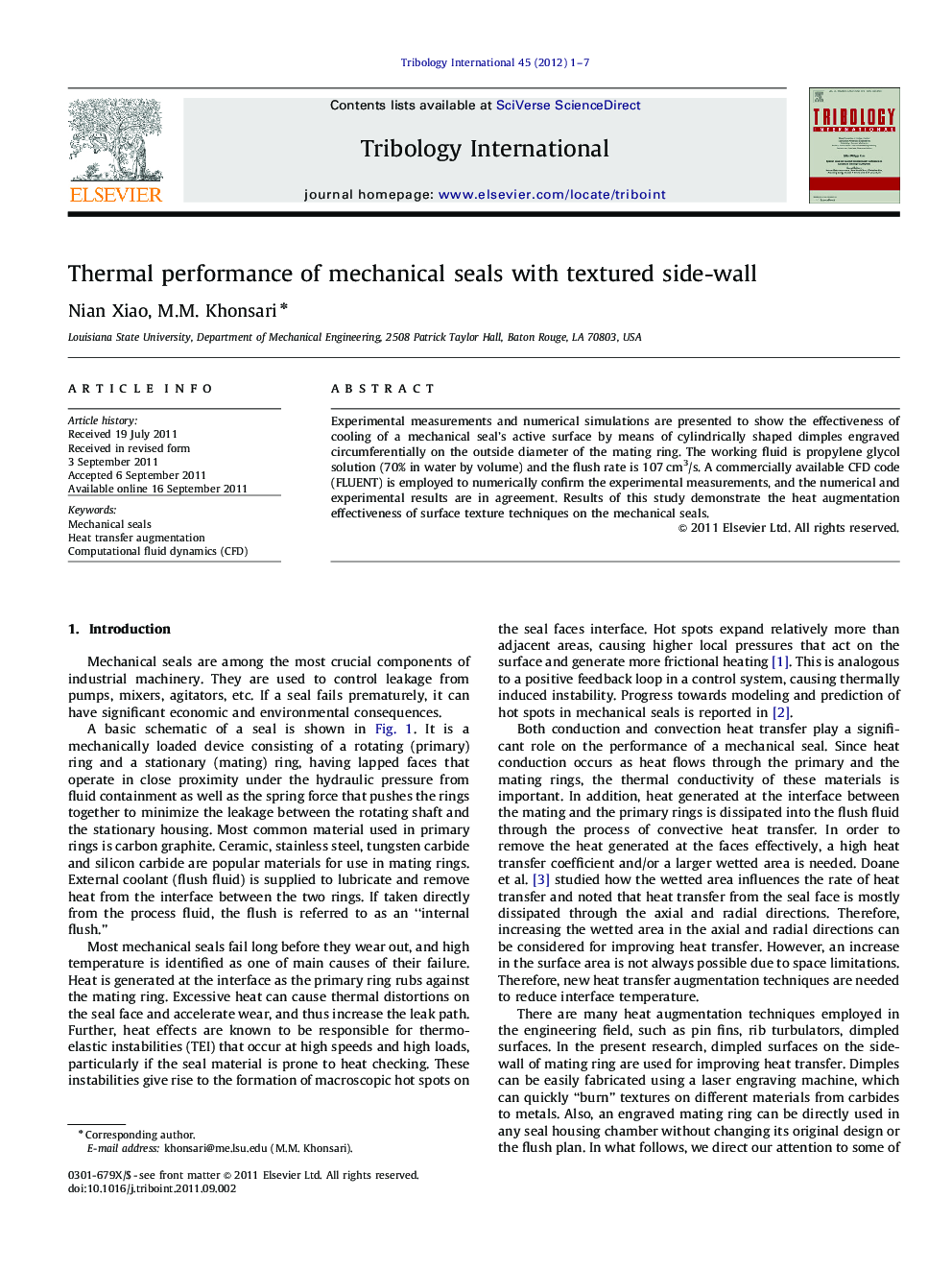 Thermal performance of mechanical seals with textured side-wall