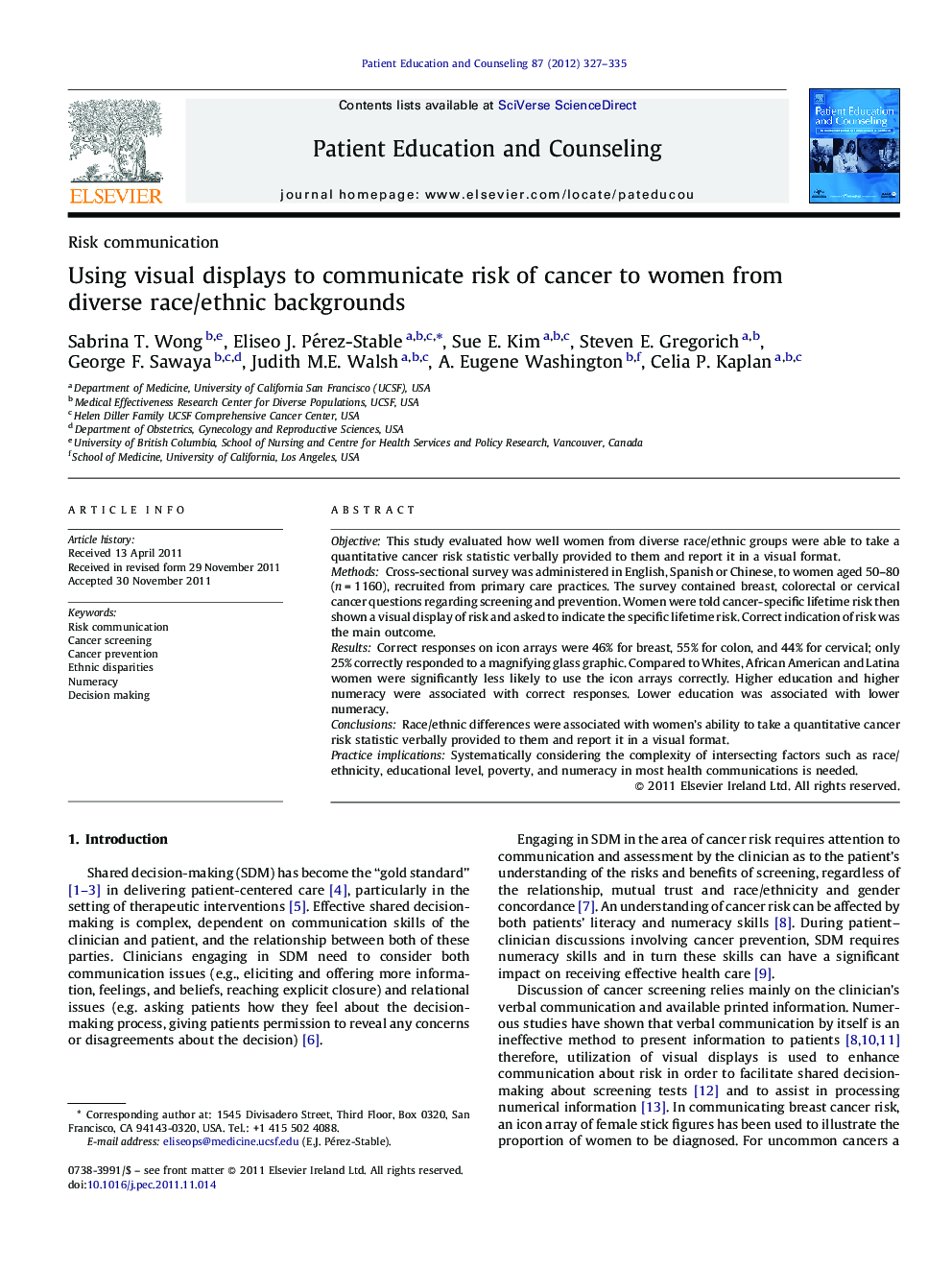 Using visual displays to communicate risk of cancer to women from diverse race/ethnic backgrounds