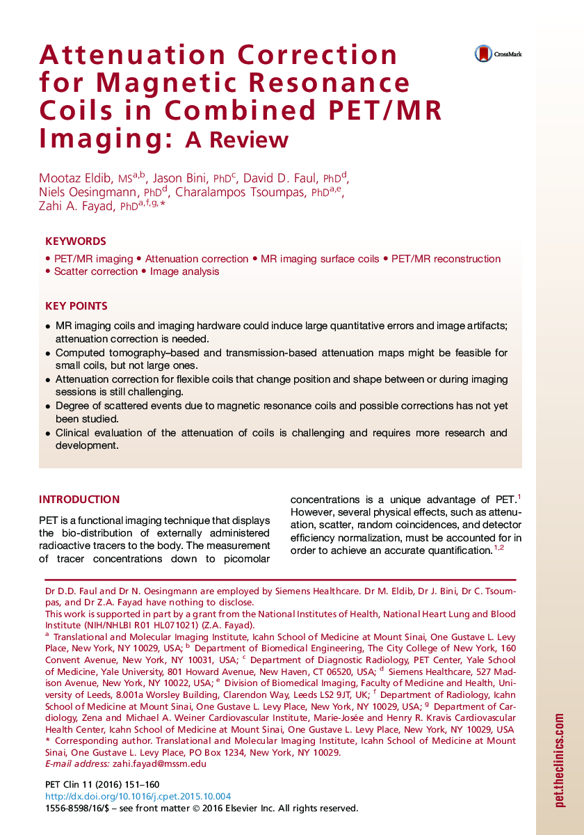 Attenuation Correction for Magnetic Resonance Coils in Combined PET/MR Imaging