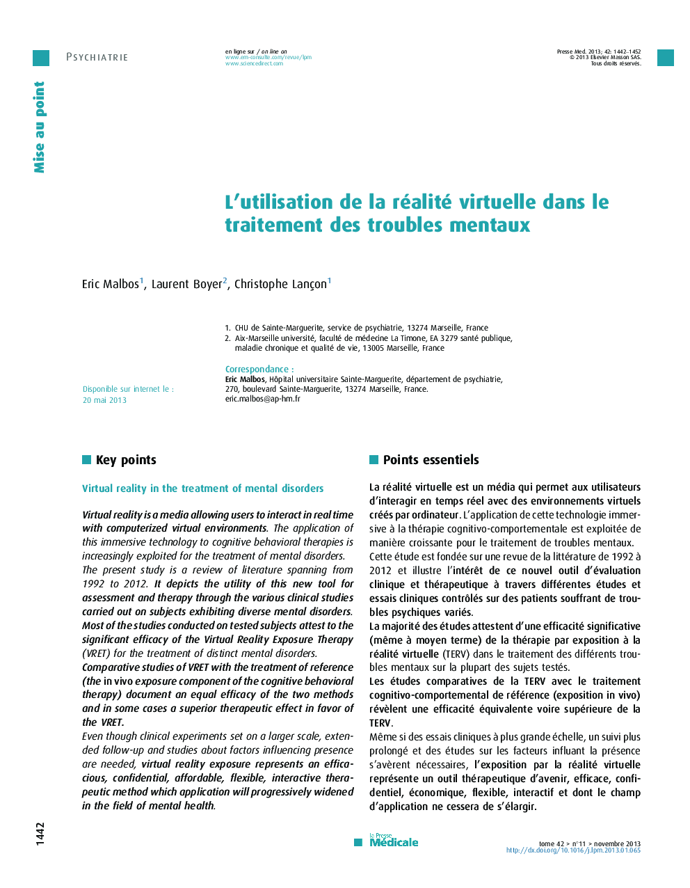 L'utilisation de la réalité virtuelle dans le traitement des troubles mentaux