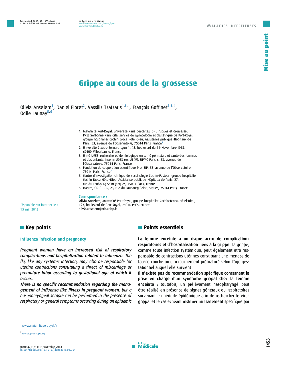 Grippe au cours de la grossesse